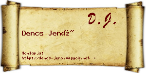 Dencs Jenő névjegykártya